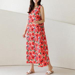 [데드라](88size)브이넥큰꽃인견나시롱원피스 OPE3086_YC