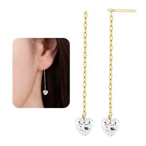 [NeeGee] 14K GOLD 화이트하트 미니드롭이어링