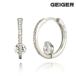 [가이거] 큐빅 포인트 원터치 실버 귀걸이 GISVEE033