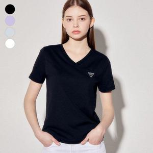 갤러리아_GUESS S/S [여성] 에어로쿨 미니삼각 브이넥 반팔티셔츠