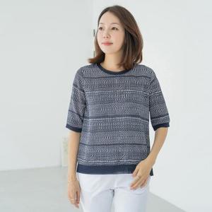 엄마옷 마담4060 줄기나염티셔츠-QTE2506003-