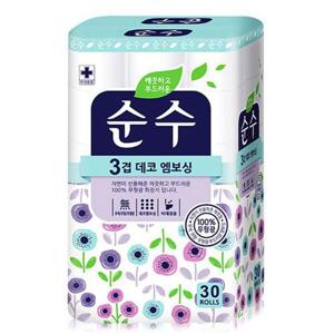 깨끗하고 부드러운 순수 무형광 화장지 16m 3겹 30롤 (W7F806B)