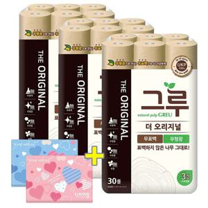 삼정 그루 오리지날 화장지 30M 30롤 3팩+여행용6개