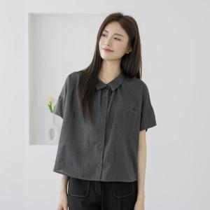 엄마옷 마담4060 언발스티치포켓셔츠-QBL2505016-
