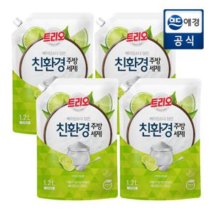 [포토리뷰200P] 트리오 베이킹소다 담은 주방세제 라임향 1.2L 리필 x 4개
