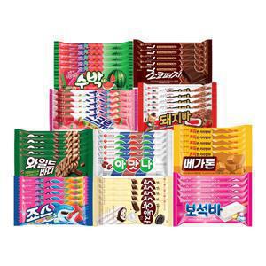인기 바 아이스크림 10종 각 x5개씩 50개 혼합 구성 와일드바디 죠스바 스크류바 돼지바 수박바 메가톤바 등