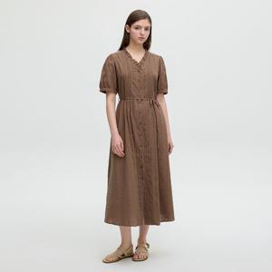 [올리브데올리브] 프릴넥 코튼 자가드 원피스 OH5MO5850