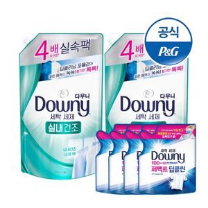 다우니 프리미엄 세탁세제 액체형 탈취 실내건조 리필 1.8Lx2+200ml4개증정[S584*4]