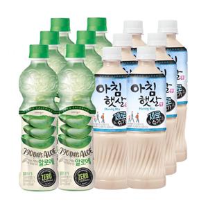 자연은 알로에 제로+아침햇살 제로슈가 혼합패키지 500ml x 12페트(각 6페트)