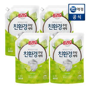 [포토리뷰200P] 트리오 베이킹소다 담은 주방세제 라임향 1.2L 리필 x 4개