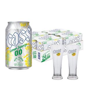 카스 0.0 레몬스퀴즈 제로 330ml x 24캔+카스레몬 전용잔 2개 무알콜 맥주 맛