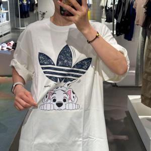 아디다스 x 디즈니 달마시안 RINGER 반팔 티셔츠 남여공용 커플티 화이트 KG6683