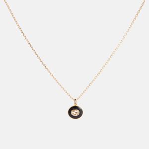 구찌 Interlocking G 18kt gold necklace with onyx and diamond