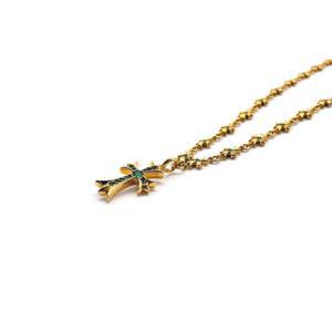 크롬하츠 22K 골드 에메랄드 타이니 E 목걸이 50cm