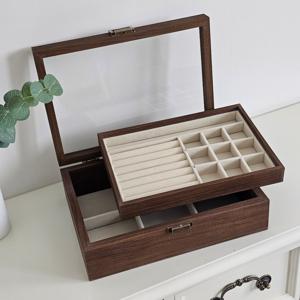 원목 보석함 정리함 악세사리보관함 목걸이 반지 귀걸이 시계 2단 케이스 주얼리박스