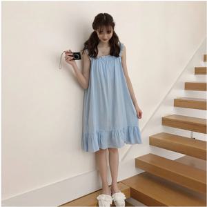 여리여리 시원한 순면 데일리 나시 잠옷 여름 러블리 파자마 민소매 홈웨어 원피스 홈드레스