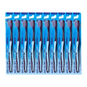 유한 덴탈케어 이코노 플러스 2단 미세모 칫솔 x 10개