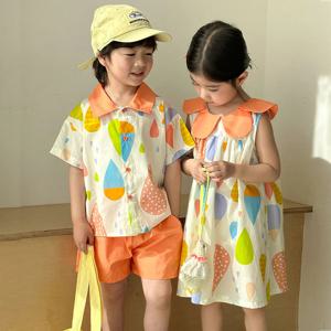 물방울 카라 민소매 원피스 R14586