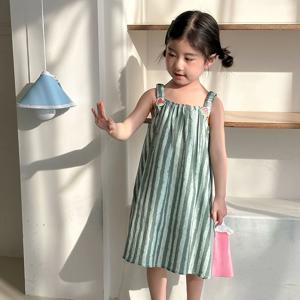 수박 스트랩 스트라이프 원피스 R14585