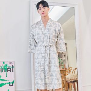 남성 부드러운 수면가운 순면 마사지 샤워 호텔 긴팔 남자로브가운