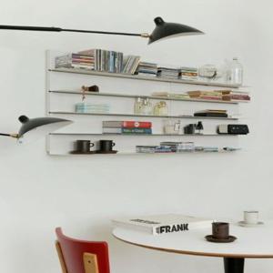 [해외]미드센츄리 벽선반 금속 철제 책장 cd장 선반 흰색 디스플레이