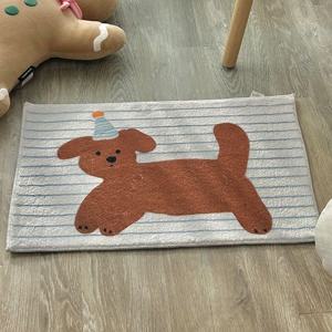 귀여운 브라운 강아지그림 발매트 미끄럼방지 미니러그 카페
