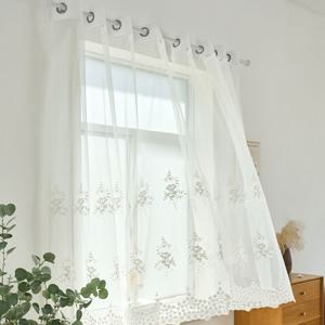 블랑벨 자수 레이스커튼 2p/작은창 아일렛 망사커튼