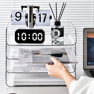 투명 A4 트레이 적재 서류함 사무실 오피스 데스크 용지 책상 정리함 트레이 가로형