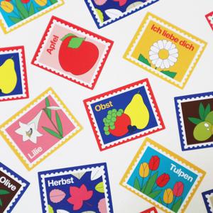 Full sheet Stamp sticker - 3 types (우표스티커 3종)
