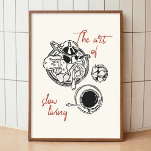 2+1 커피 일러스트 그림 카페 인테리어 포스터 - Slow Living