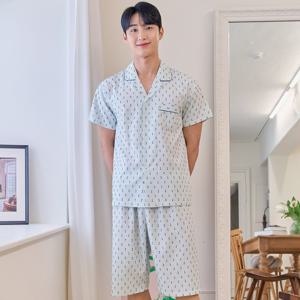 남자선물 여름잠옷 홈웨어 파자마 반팔 라운지웨어 수면 실내복 세트