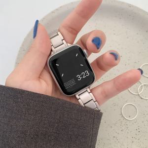 애플워치 11 10 9 8 7 SE 3 스트랩 스타라이트 슬림 메탈 밴드 WBA-7193
