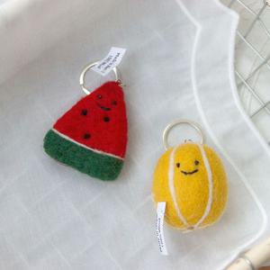summer fruit keyring 납작복숭아 참외 수박