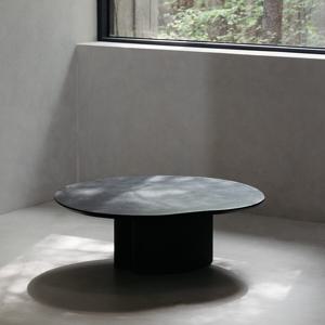 대형 블랙 샌드스톤 낮은 티테이블 좌식 카페탁자 인테리어 원형 조약돌 쇼파테이블