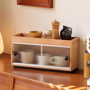 [해외] 원목 컵 보드장 아크릴 모루 양념통 정리 화장품 향수 수납함