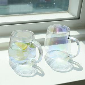 오로라 내열 유리 볼륨 머그컵 400ml 2P 세트 개별 박스 포장 홈카페 유리컵