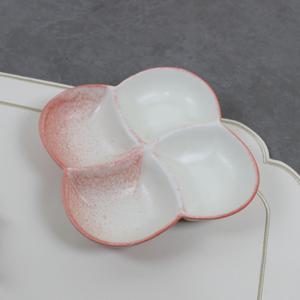 도자기 분할 반찬접시 4절 그릇 핑크샤벳 4칸 나눔접시