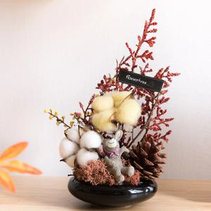 목화 조화 화분 솔방울 짚소 세트 24cm 인테리어 꽃 테이블 장식 소품