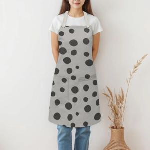 플랙스 린넨 앞치마 카페 주방 도트 design free size