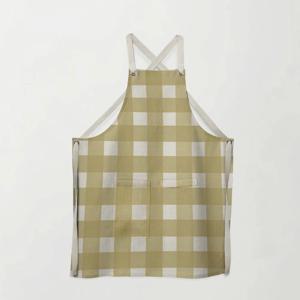 플랙스 린넨 앞치마 카페 주방 체크 스타일 35design free size