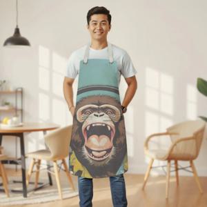 플랙스 린넨 앞치마 카페 주방 동물 그림 6design free size