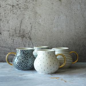 골드블루 금장 핸드페인팅 도자기 선물용 밀크 저그 물병 600 ml (4 pattern)