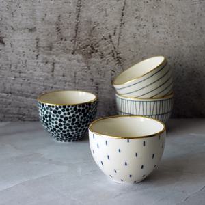 블루패턴 핸드페인팅 금장 도자기 후식컵