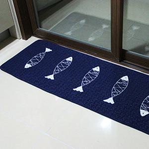 북유럽 라인피쉬 블루 퀼팅 롱발매트/주방매트/매트