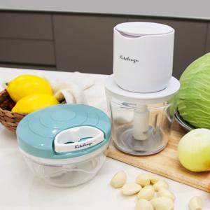 무선 유리 채소 마늘 전동다지기 고기 분쇄기 600ML + 만능 수동다지기 500ML 세트