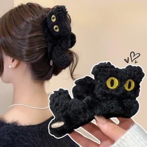 고양이 헤어집게핀 올림머리 집게핀 헤어핀 반묶음 헤어 클립 귀여운 고양이 캐릭터 집게