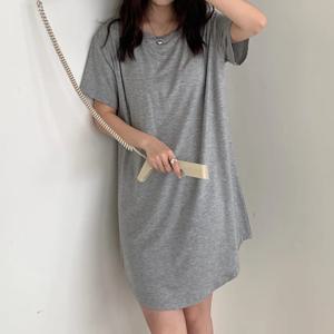 심플 무지 캡내장 브라캡 노브라 원피스 여름 반팔 임산부 빅사이즈 잠옷 홈웨어 파자마
