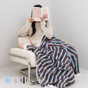 스트라이프 양털 밍크 무릎 극세사 담요 S/M/L 3컬러