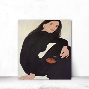 인물화 일러스트 공간 인테리어액자 거실그림 카페 호텔로비 블랙드레스 S 31x41cm