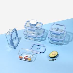뚜껑까지 유리! 베큐씰 내열유리 진공 밀폐용기 6종+진공 펌프 세트